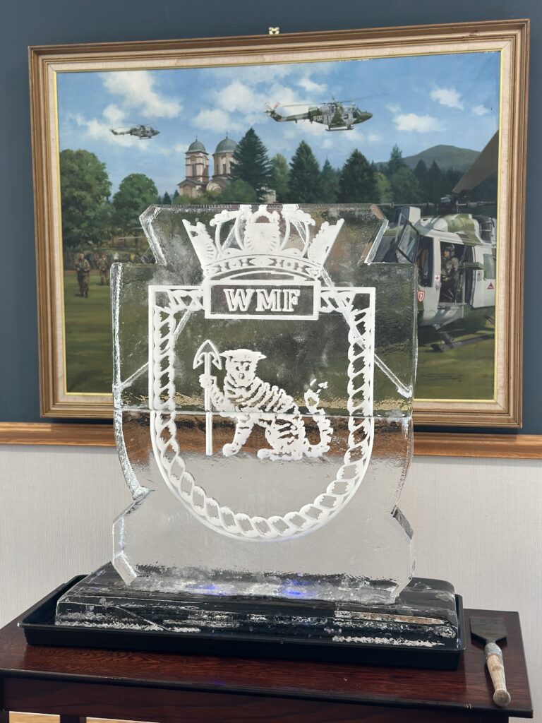 Wildcat Maritime Force ice sculpture ice luge at RNAS Yeovilton