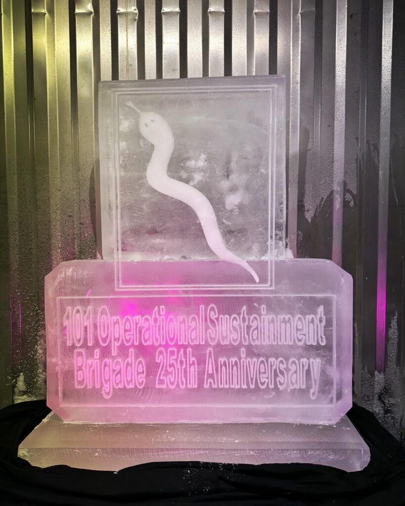 101 Operational Sustainment Brigade Ice Sculpture vodka luge in Hampshire