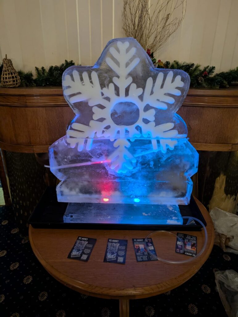 Snowflake vodka luge for christmas party in essex