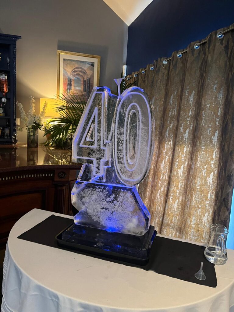 40th Birthday ice luge - 40 vodka luge