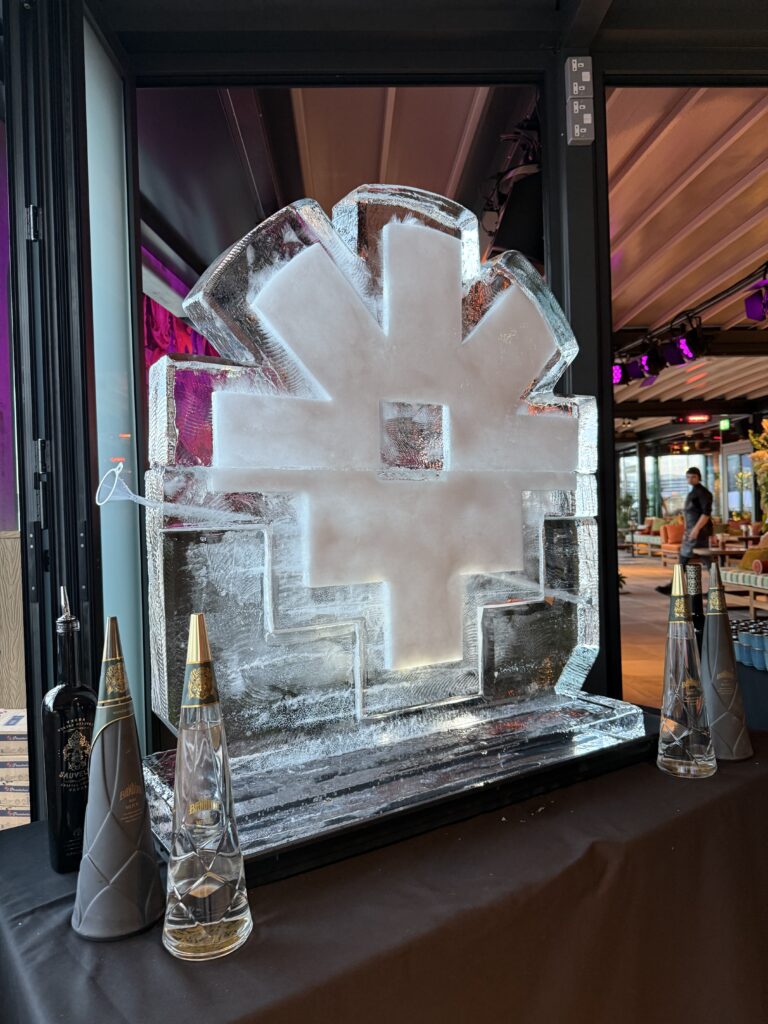 Chotto Matte logo ice sculpture luge in Manchester