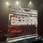 Blurrr logo ice sculpture luge for launch party