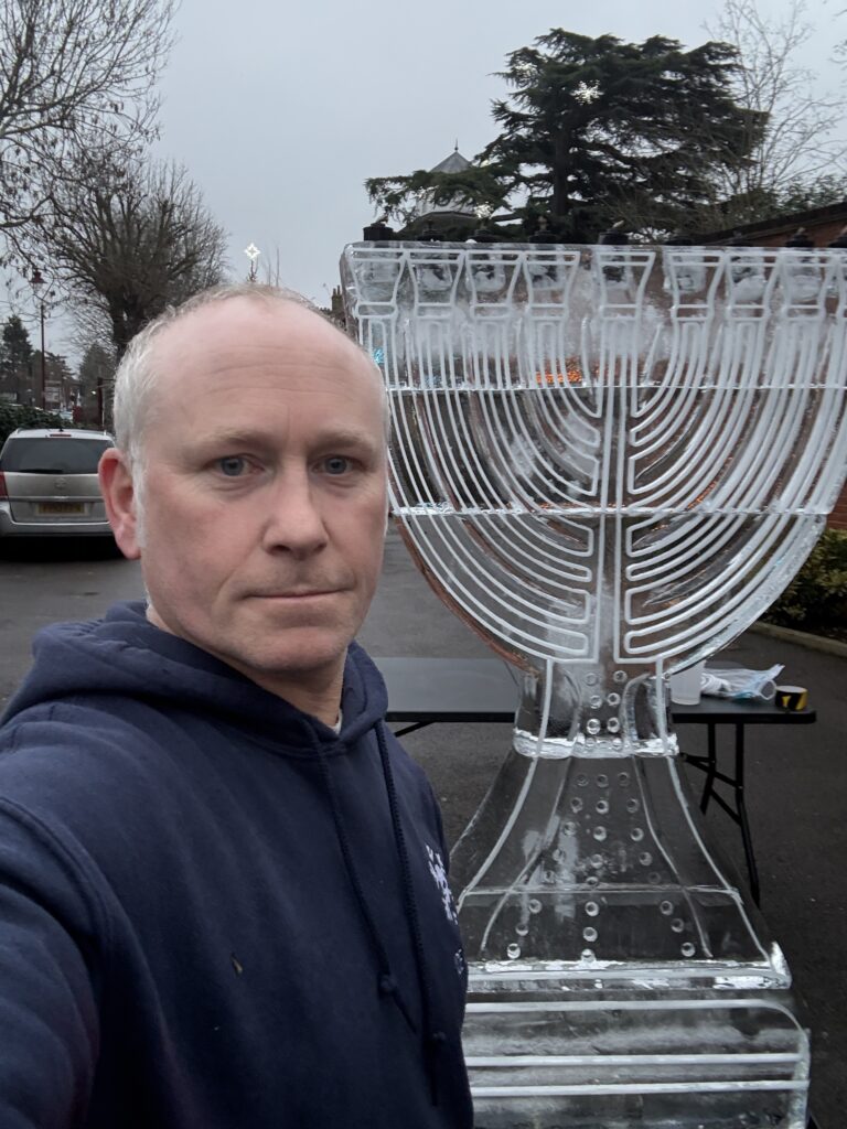 Menorah Ice Sculpture for hanukkah celebrations in St Albans