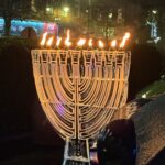 2m high Menorah Ice Sculpture for hanukkah celebrations in St Albans