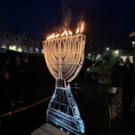2m high Menorah Ice Sculpture for hanukkah celebrations in St Albans