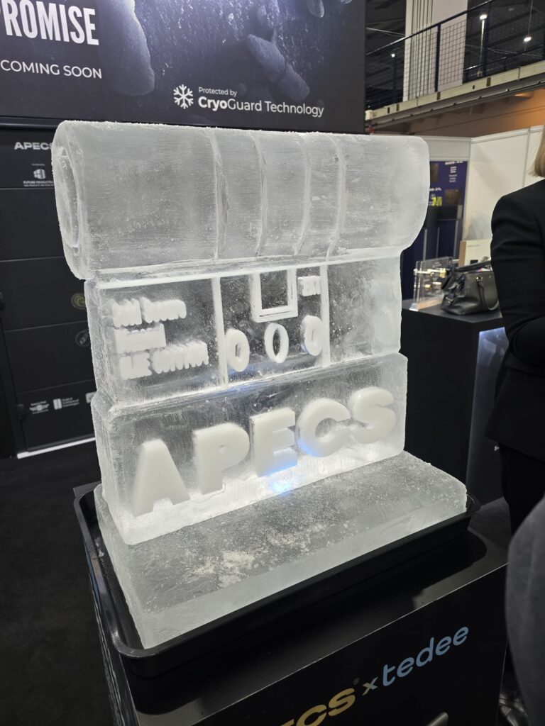 AP Cylinder Lock Ice Sculpture at Telford International Centre