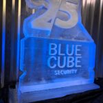 Blue Cube 25th Anniversary ice sculpture luge at Oxo Tower London