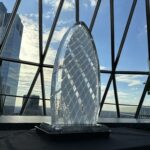 Ice sculpture of the Gherkin building for a wedding in the Gherkin for Searcy's restaurant