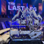 The Last Leg tv show ice sculpture luge of a prosthetic leg for channel 4