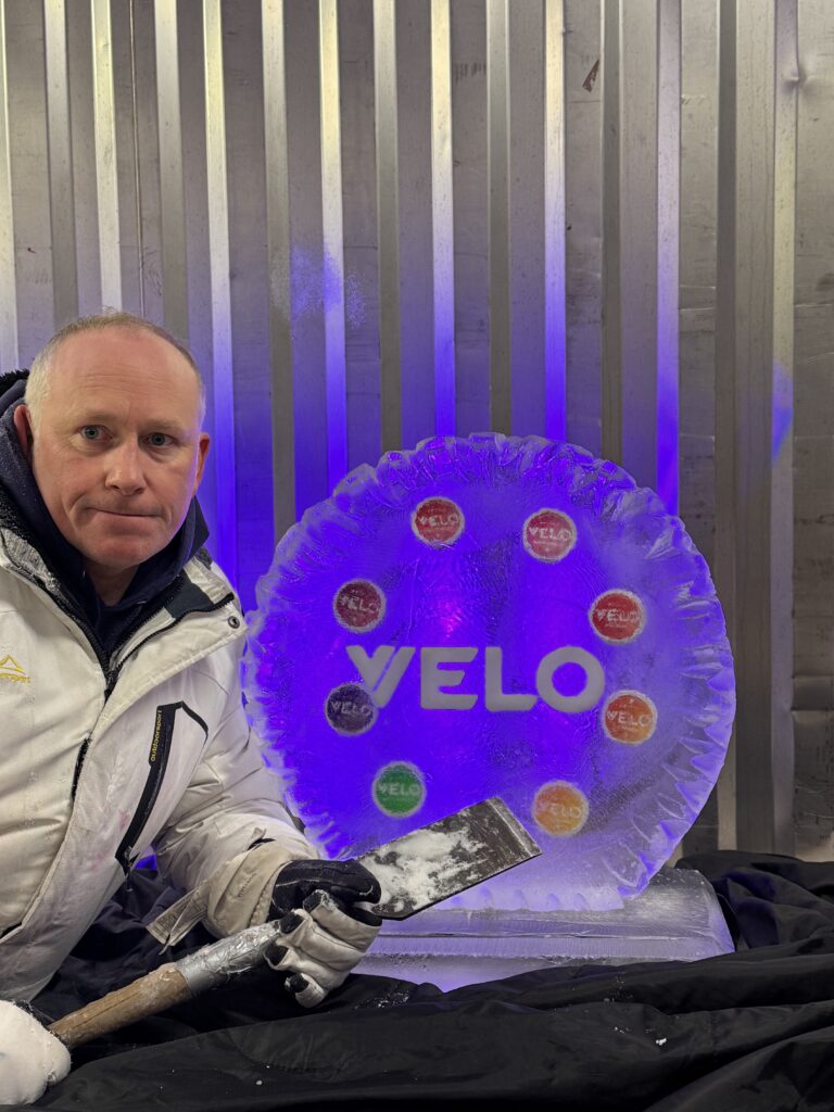 Velo pouches frozen in ice for Velo launch party in Shoreditch
